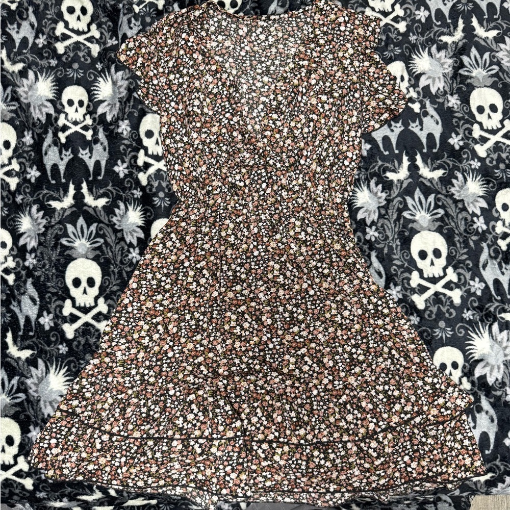 Floral Kids Dress - Black and White